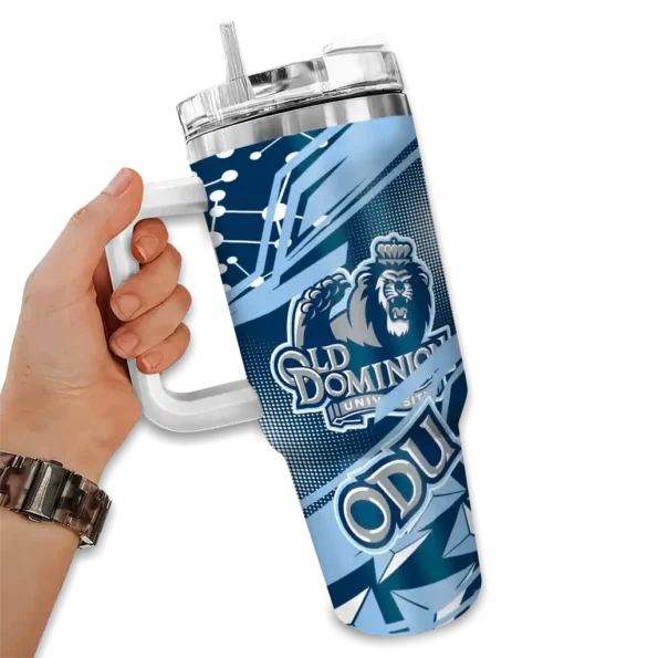 customized old dominion monarchs abstract paths blue curved tumbler fashion forward.webp