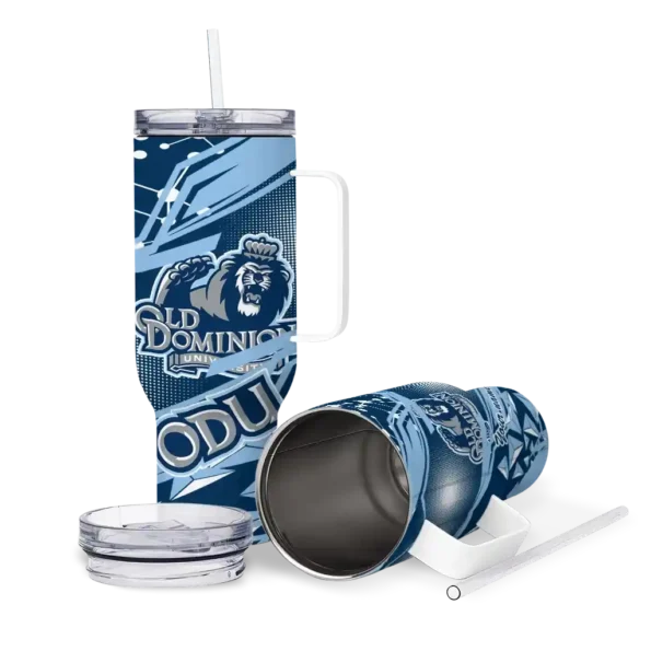 customized old dominion monarchs abstract paths blue curved tumbler high quality.webp
