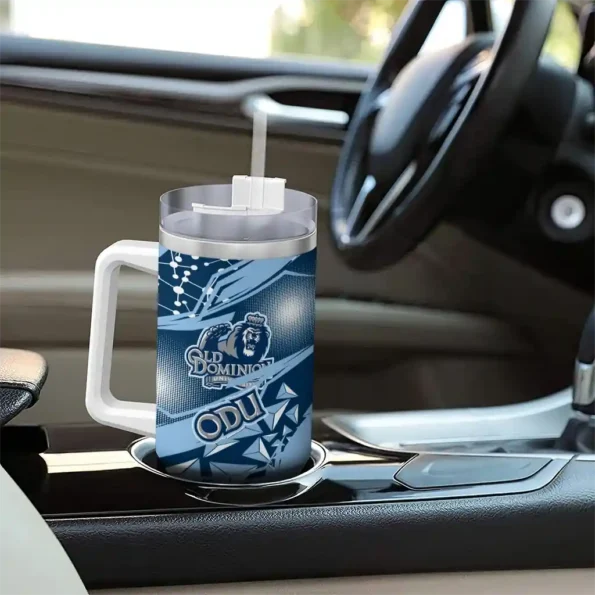 customized old dominion monarchs abstract paths blue curved tumbler trendy.webp