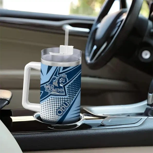 customized old dominion monarchs arrow burst blue curved tumbler trendy.webp