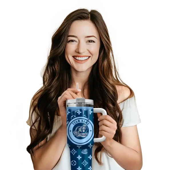 customized old dominion monarchs bullseye drips blue curved tumbler premium grade.webp