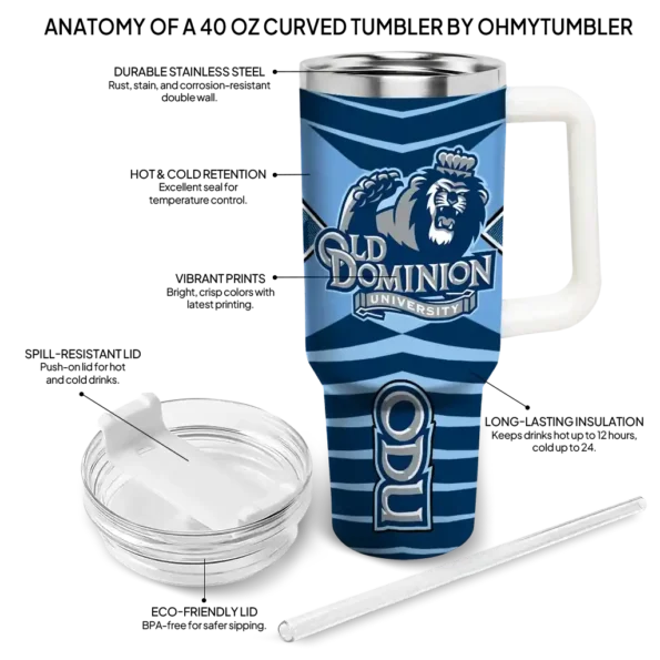 customized old dominion monarchs chevron layers blue curved tumbler new arrival.webp