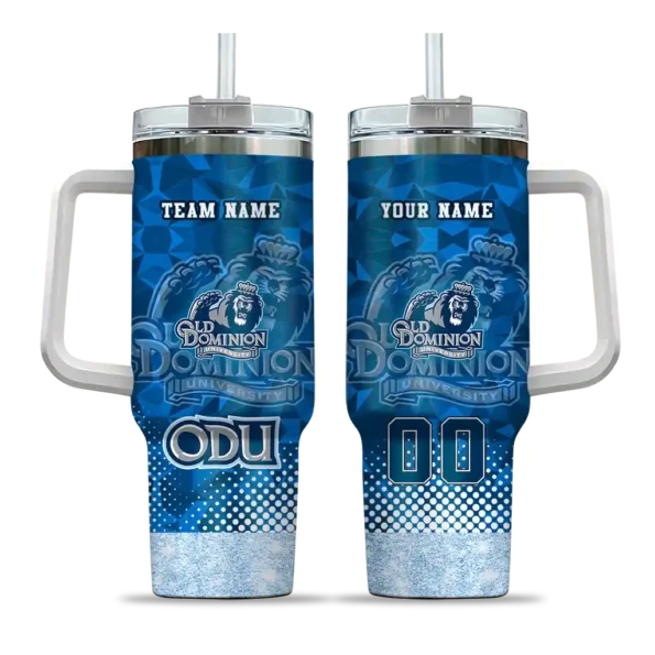 customized old dominion monarchs geometric prism blue curved tumbler best selling.webp