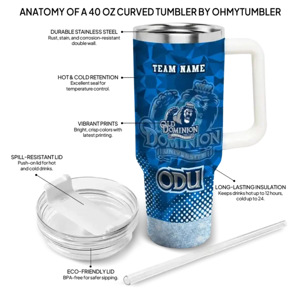customized old dominion monarchs geometric prism blue curved tumbler new arrival.webp