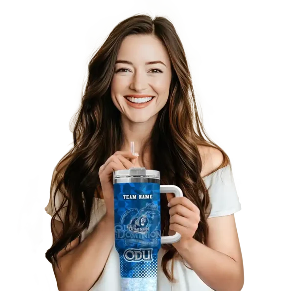 customized old dominion monarchs geometric prism blue curved tumbler premium grade.webp