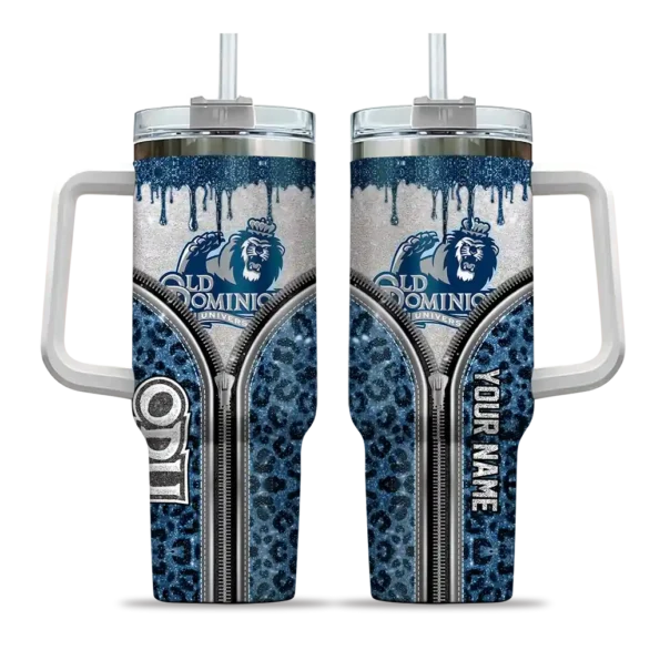 customized old dominion monarchs leopard zipper blue curved tumbler best selling.webp