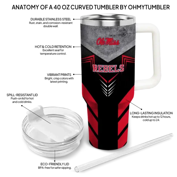 customized ole miss rebels arrow armor red black curved tumbler new arrival.webp