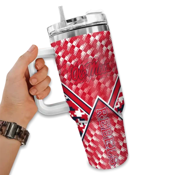 customized ole miss rebels chevron angle red curved tumbler fashion forward.webp