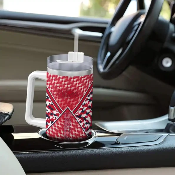 customized ole miss rebels chevron angle red curved tumbler trendy.webp