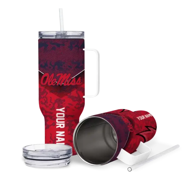 customized ole miss rebels chevron stripe red curved tumbler high quality.webp