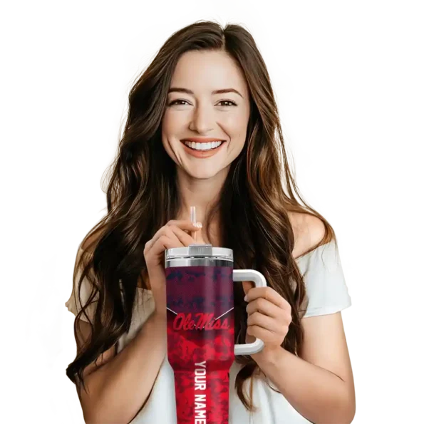 customized ole miss rebels chevron stripe red curved tumbler premium grade.webp