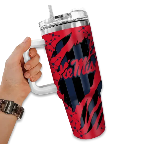customized ole miss rebels claw cut red black curved tumbler fashion forward.webp