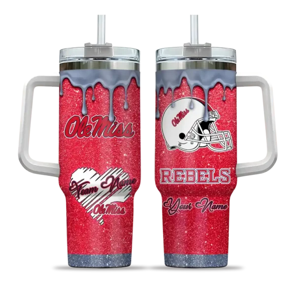 customized ole miss rebels heart helmet motif red curved tumbler best selling.webp