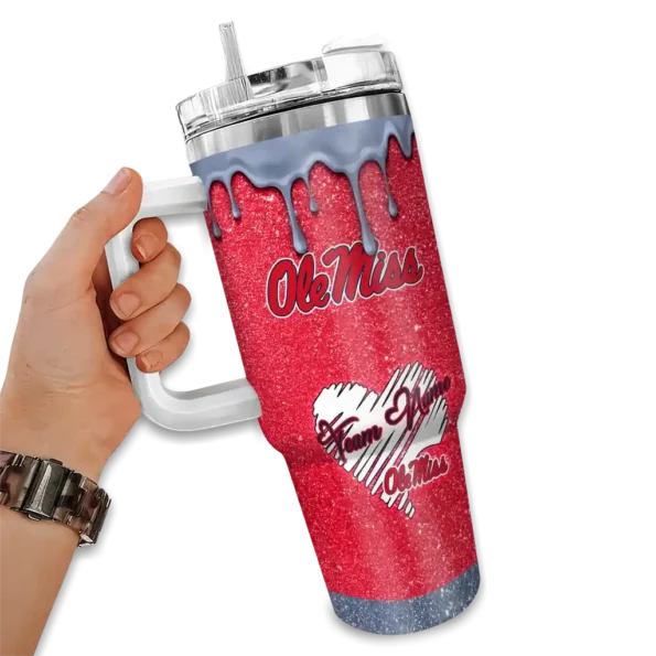 customized ole miss rebels heart helmet motif red curved tumbler fashion forward.webp