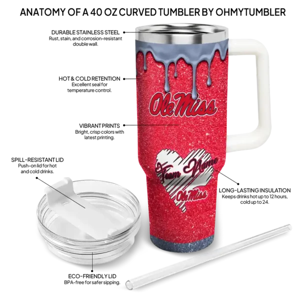 customized ole miss rebels heart helmet motif red curved tumbler new arrival.webp