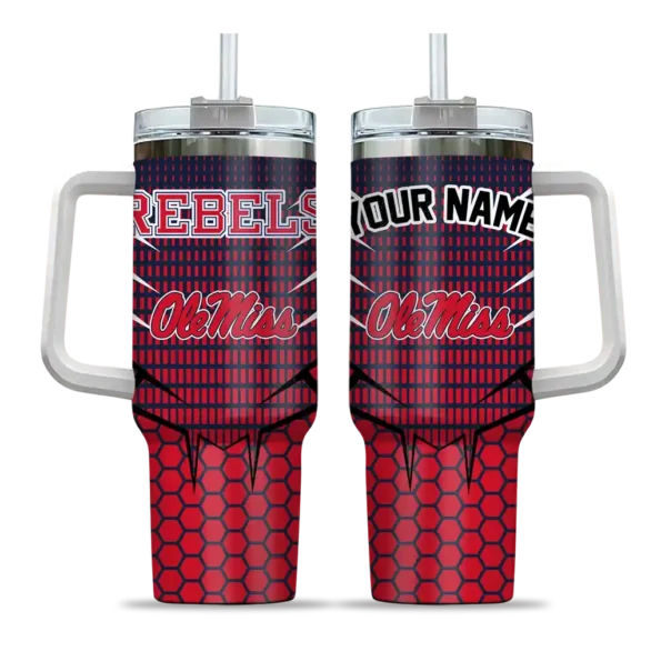 customized ole miss rebels hex texture red curved tumbler best selling.webp
