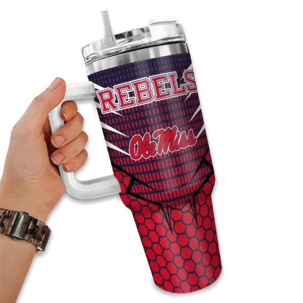 customized ole miss rebels hex texture red curved tumbler fashion forward.webp