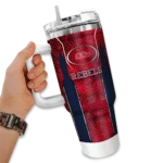 customized ole miss rebels hexagon armor red curved tumbler best selling.webp