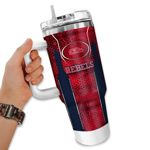 customized ole miss rebels hexagon armor red curved tumbler fashion forward.webp