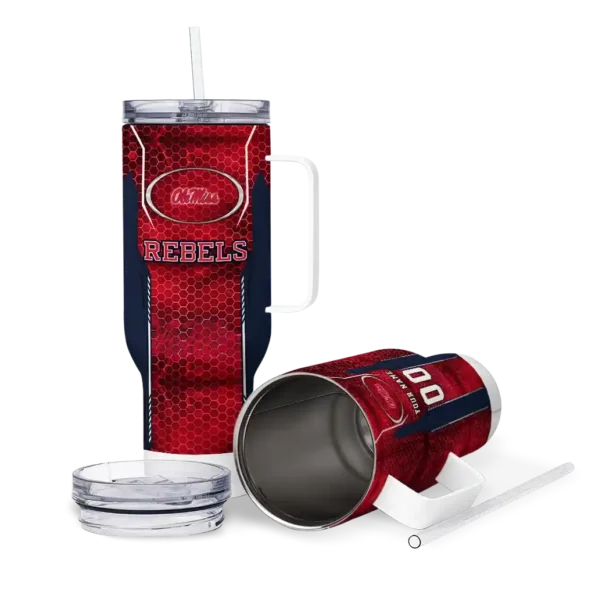 customized ole miss rebels hexagon armor red curved tumbler high quality.webp