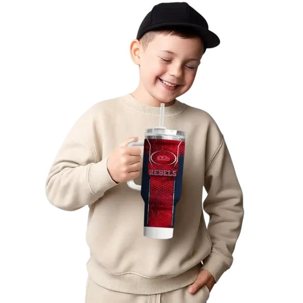 customized ole miss rebels hexagon armor red curved tumbler latest model.webp