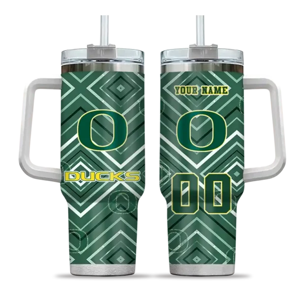 customized oregon ducks bold diamonds green curved tumbler best selling.webp