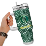 customized oregon ducks bold diamonds green curved tumbler best selling.webp