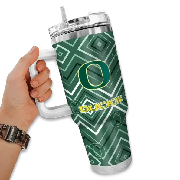 customized oregon ducks bold diamonds green curved tumbler fashion forward.webp