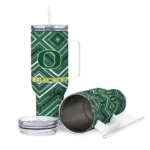 customized oregon ducks bold diamonds green curved tumbler best selling.webp