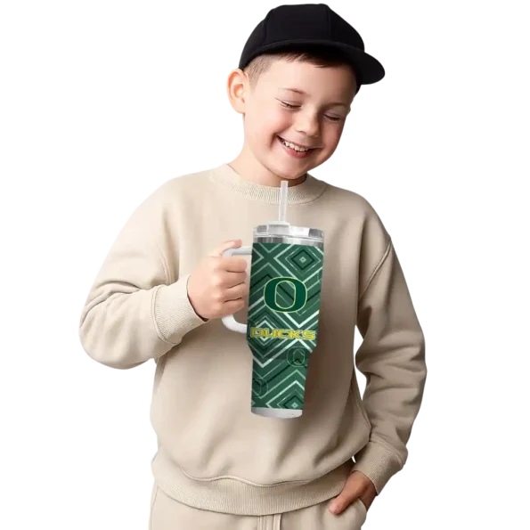 customized oregon ducks bold diamonds green curved tumbler latest model.webp