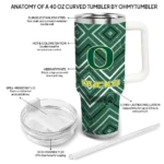 customized oregon ducks bold diamonds green curved tumbler best selling.webp