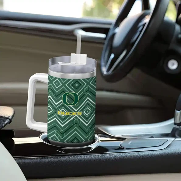 customized oregon ducks bold diamonds green curved tumbler trendy.webp