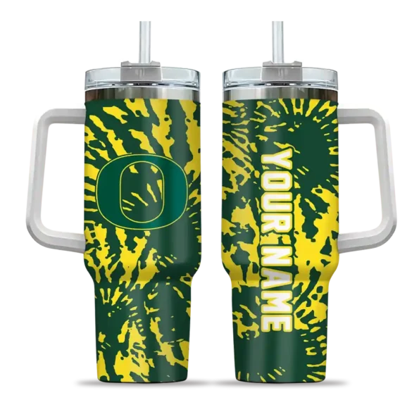 customized oregon ducks burst swirl green curved tumbler best selling.webp