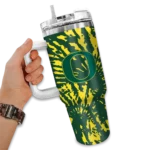 customized oregon ducks burst swirl green curved tumbler best selling.webp