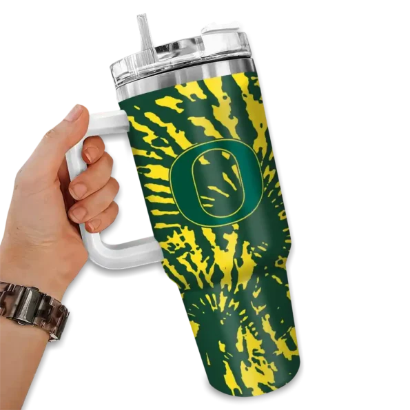 customized oregon ducks burst swirl green curved tumbler fashion forward.webp