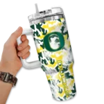 customized oregon ducks camo mashup green white curved tumbler best selling.webp