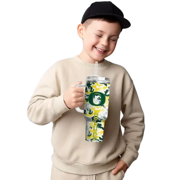 customized oregon ducks camo mashup green white curved tumbler latest model.webp