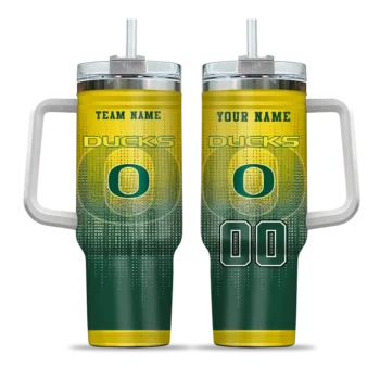 customized oregon ducks gradient dots green curved tumbler best selling.webp