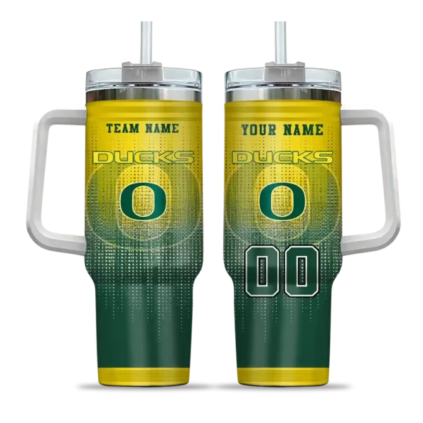 customized oregon ducks gradient dots green curved tumbler best selling.webp