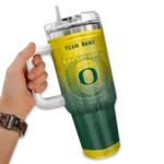 customized oregon ducks gradient dots green curved tumbler best selling.webp