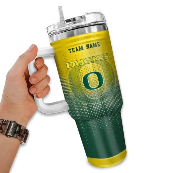 customized oregon ducks gradient dots green curved tumbler fashion forward.webp