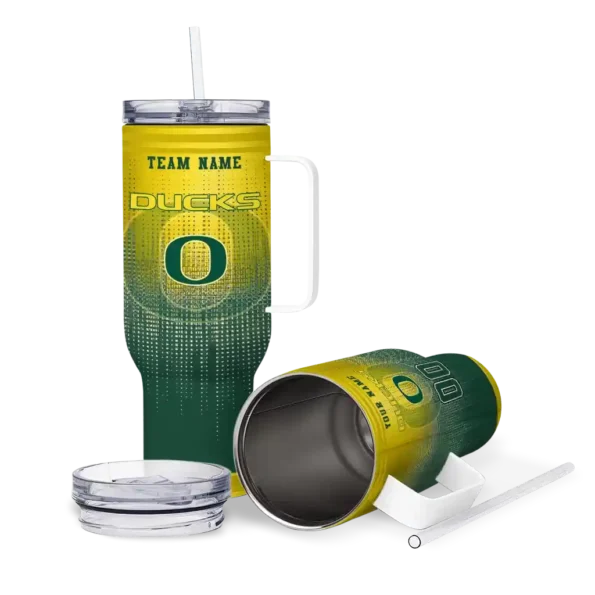 customized oregon ducks gradient dots green curved tumbler high quality.webp
