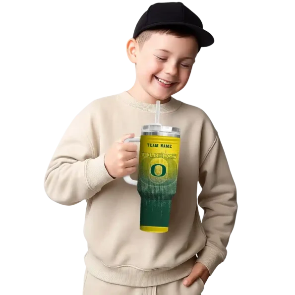 customized oregon ducks gradient dots green curved tumbler latest model.webp