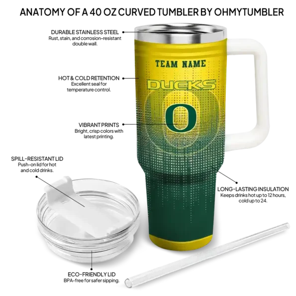 customized oregon ducks gradient dots green curved tumbler new arrival.webp