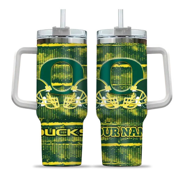 customized oregon ducks honey streaks green curved tumbler best selling.webp