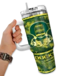 customized oregon ducks honey streaks green curved tumbler best selling.webp