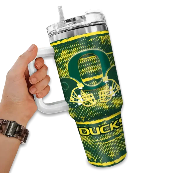 customized oregon ducks honey streaks green curved tumbler fashion forward.webp