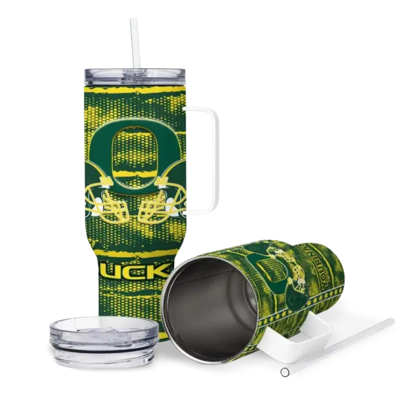 customized oregon ducks honey streaks green curved tumbler high quality.webp