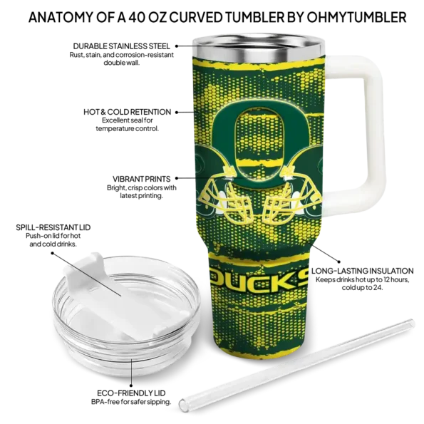 customized oregon ducks honey streaks green curved tumbler new arrival.webp