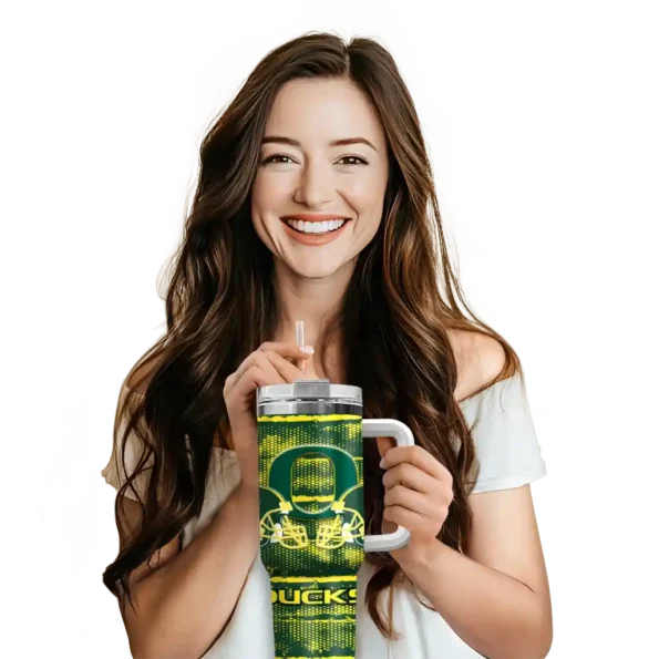 customized oregon ducks honey streaks green curved tumbler premium grade.webp